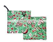 Retro 50s 60s Backyard BBQ Pot Holders Set of 2 Kitchen Home Decor