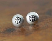 Tiny Silver Snowflake Stud Earrings