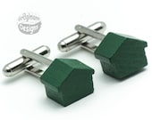 Monopoly Wooden Green House Cufflinks