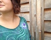 Batik Moon in Teal and Purple Long Sleeve Cozy Shirt