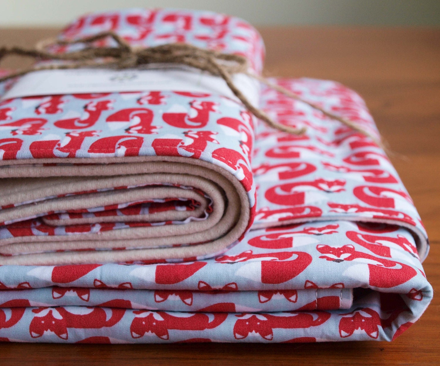 Reserved for Ashley and Dustin Lauderdale, Organic Baby Blanket and Burp Cloths Set, FOXY TOO