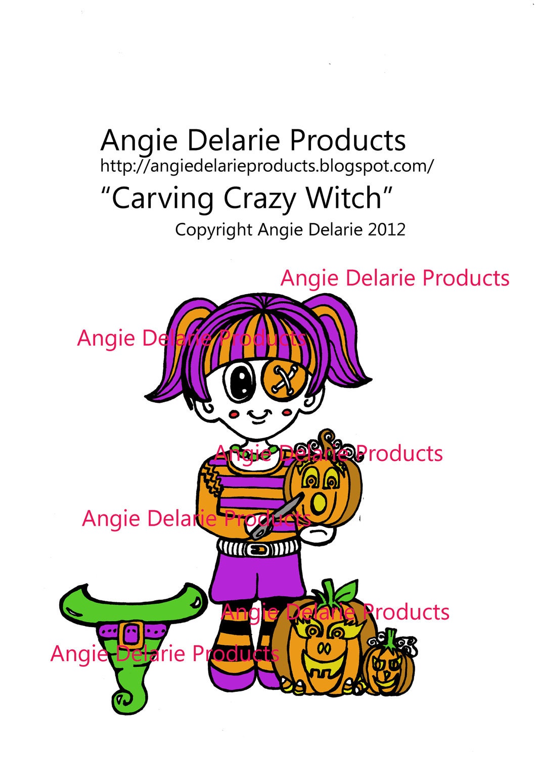 Carving Crazy Witchie Colour - Digital Stamp