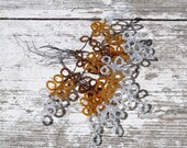 Antique French seeds beads branches brown / honey/batch of 8 /beadwork /floral