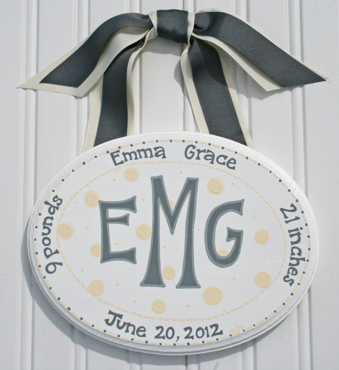 Available to Order Small Custom Oval Birth Announcement Plaque