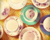 SALE Tea Cups Photograph, Tea Party, 5x7 Print, Still Life Photography, Yellow Teacup Photo