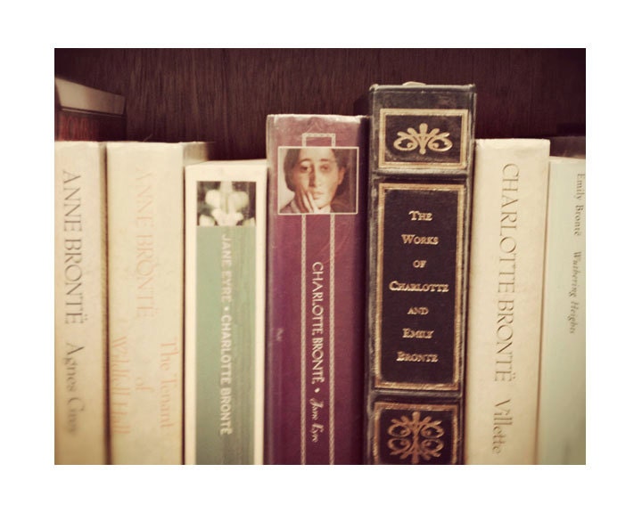 Still Life Photography, Bronte, 8x10 Print, Classic Books Photo, Book Photograph, Brown Colors
