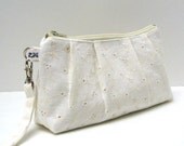 Wedding Clutch Purse Wristlet - Ivory Cream Flower Eyelet