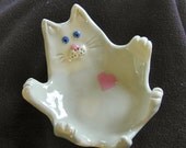 White Ceramic Cat Dish with heart