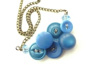 Small Vintage Button Necklace in Monaco Blue