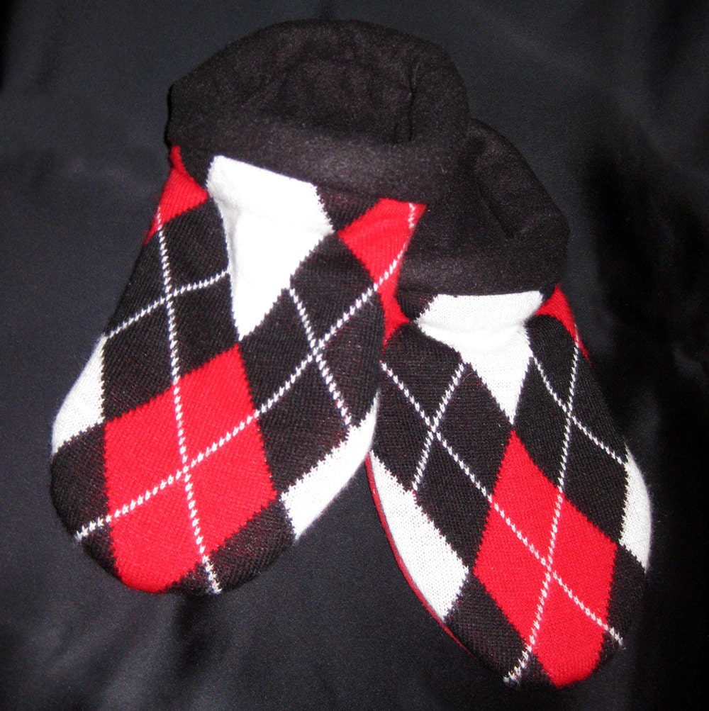 Argyle Fleece Lined Sweater Slippers - W XL 10/11