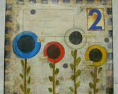 Poppy Fields 2- original mixed media - WALL HANGING