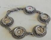 Typewriter Key Bracelet Jewelry , LOVE,  Retro, Recycyled, Reclaimed, Vintage - Custom Orders Welcome