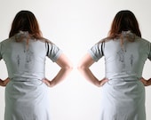POISON PAWS - Death Bike Screen Print Dress - Light Gray Skeleton Bicycle Race Dress - Large Penny Farthing