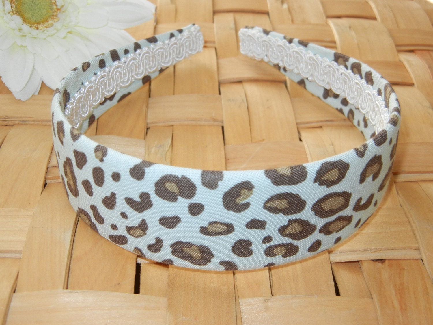 Fabric Headband with Blue Leopard