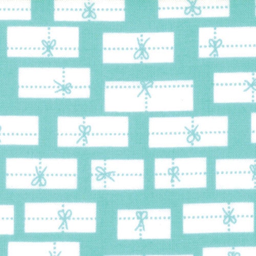 SALE Cherry Christmas quilt or craft Fabric by Aneela Hoey for Moda Fabrics, All Wrapped Up in Peppermint Aqua- Fat Quarter
