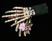Skeleton hands hair clips wedding bride halloween gothic "i took her to the grave" -- Sisters of the Moon