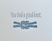 Letterpress 'You tied a good knot' Wedding Congratulations or Anniversary Card and Envelope