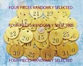 Antique Brass Number Tag Lot Room Check Key Fob Motel Hotel Painted ID Tags DIY Repurpose