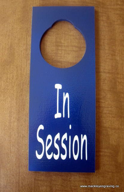 In Session Painted  Wooden Door Knob Hanger Sign