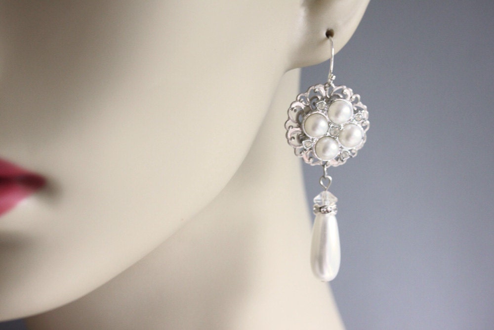 Vintage Pearl Earring Wedding Earring Vintage Jewelry, Long Earrings, One Of A Kind