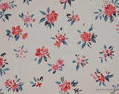 1950's Vintage Wallpaper tiny pink flowers on white background blue accents