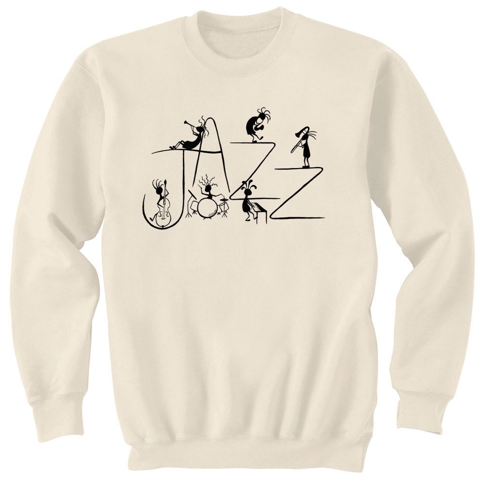 CLEARANCE SALE Kokopelli Jazz Music Art Sweatshirt Ultra Cotton Natural Size Small Only
