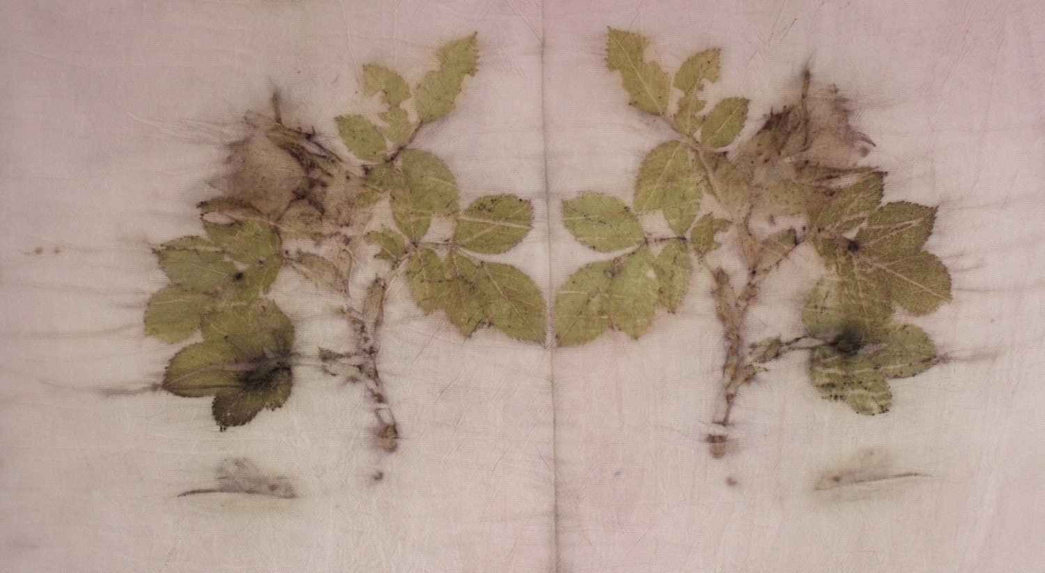 Naturally dyed silk fabric hand dyed and printed patchwork quilt fibre art wall piece