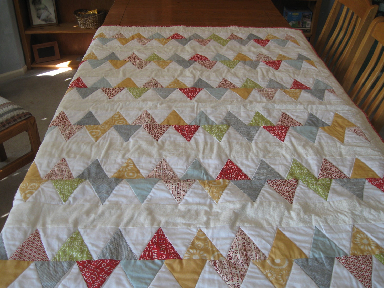Chevron Quilt for a Twin Bed made with Reunion and Hometown fabrics from Sweetwater for Moda