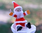 vintage 50s santa ornament - poseable mint condition - made in Japan - spun cotton