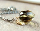 Lemon Quartz Necklace -  Oxidized Silver-    Mixed Metals -  Sterling Silver  -  Gemstone  -    Handmade Necklace - Quartz Jewelry