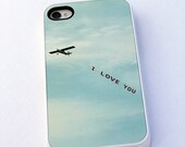 iPhone case for iPhone 4 and 4s, I Love You plane teal, iPhone accessory
