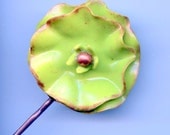 Poppy Hair Pin - Wasabi Green  - Polymer Clay