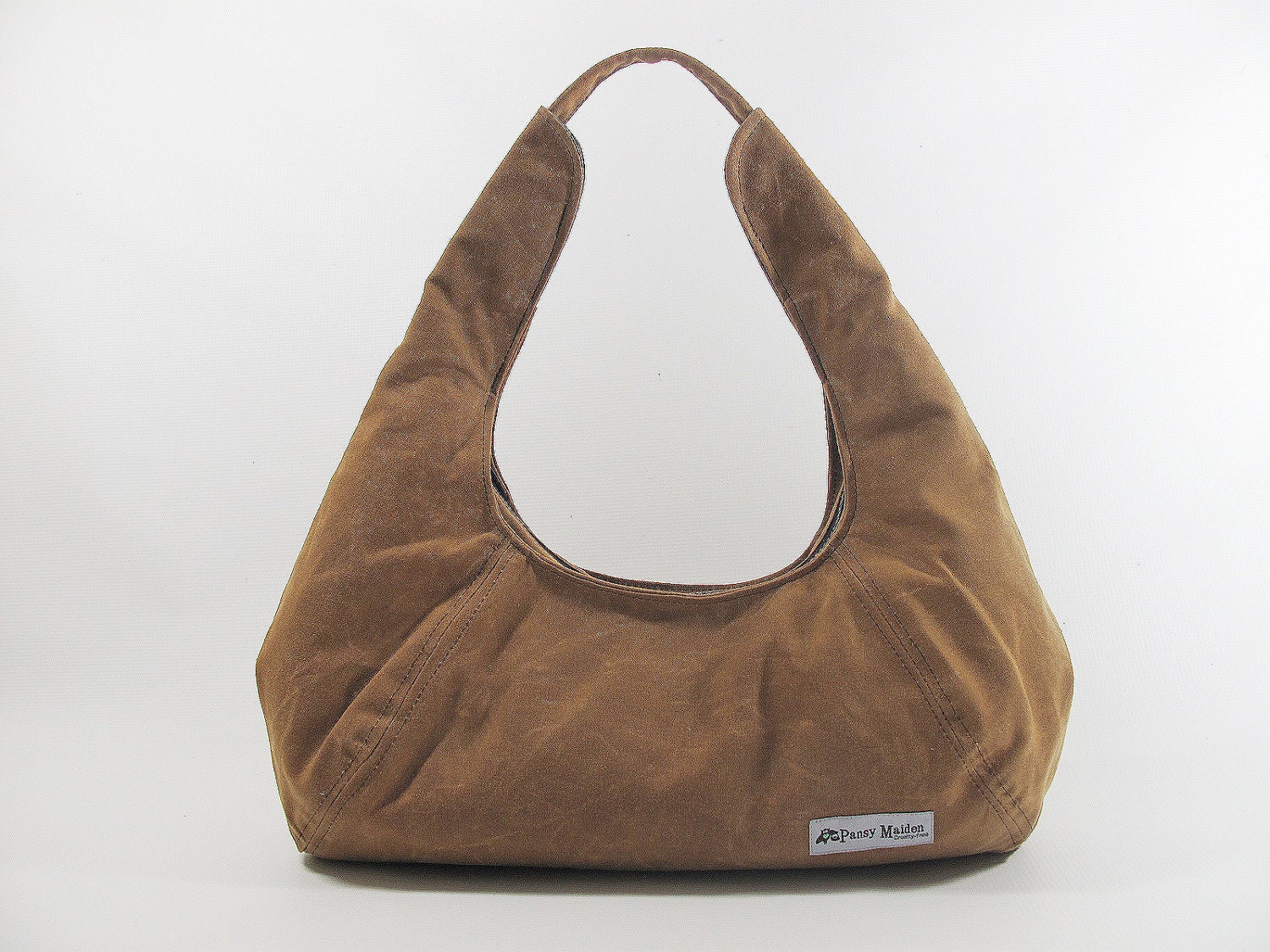 Waxed Canvas Vegan Hobo Bag in Whiskey