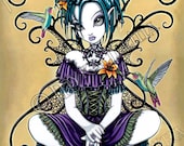 Lillian Gothic Flower Hummingbird Fairy 8x10 Signed PRINT