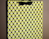 Fabric Magnet Board (20x20) in Green and Black Diamond Fabric