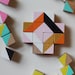 wooden cube blocks modern geometric sculpture art set metallic gold-pink-orange-blue-yellow -black and white