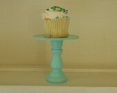 Aqua mini wood cupcake stand cakepop  pedestal