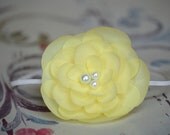 Baby Flower Headband Photo Prop Simply Sweet Skinny Elastic Headband With Lemon Yellow Silk Flower