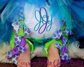 Personalized Bloomers for baby girls toddler- Custom design- Purple Lime Aqua Glitter Polka Dot Bows