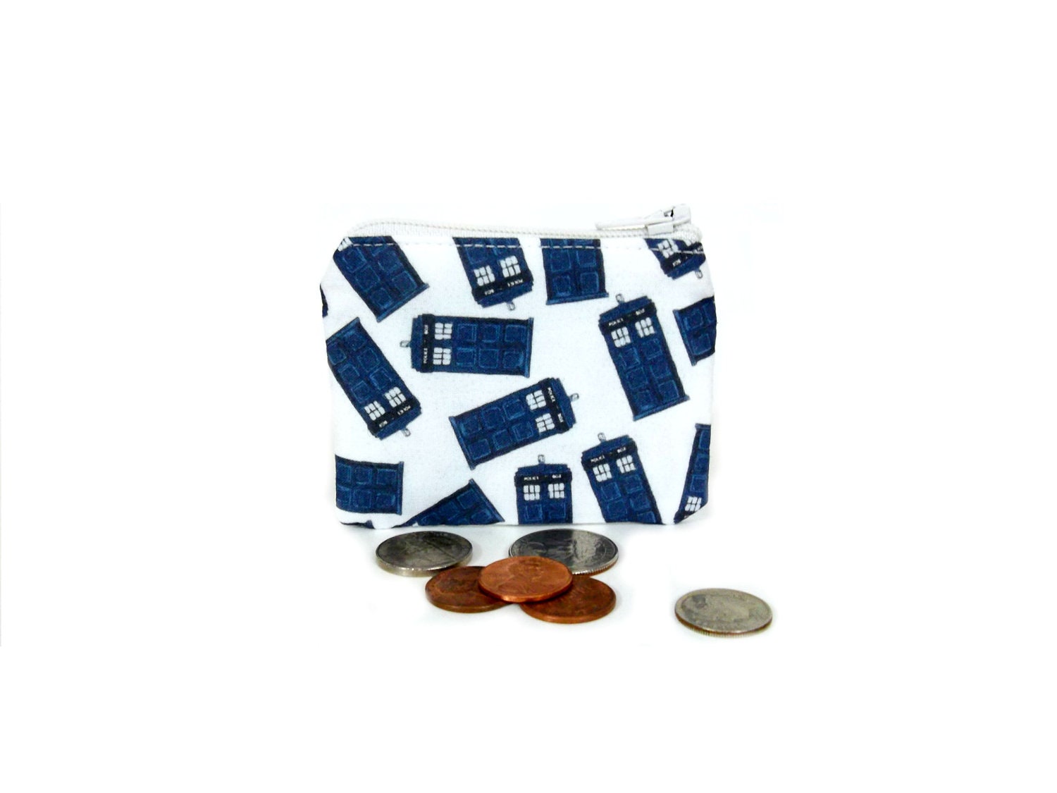 Dr Who Coin Pouch / Tiny Dr Who Pouch in Tossed Tardis