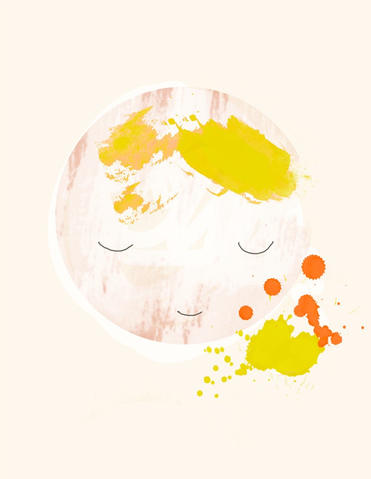 Childrens Wall Art Print -Sleepy little Moon -Poster Print- 4x6 inches