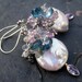 Baroque coin pearl earrings sapphire earrings sterling silver cluster dangle drop London blue statement mermaid bride gemstone jewelry