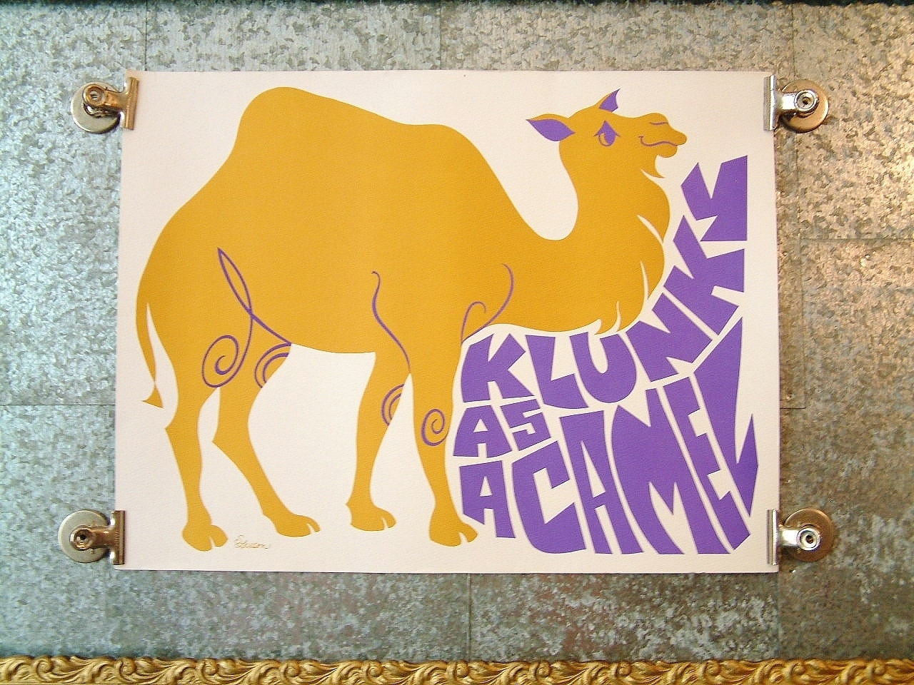 Klunky As a Camel Bright Mod 1960s Vintage Poster for Child's Room or Nursery