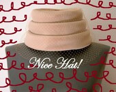 Mad Men Ecru White Mod 1960s Layer Cake Hat with Netting