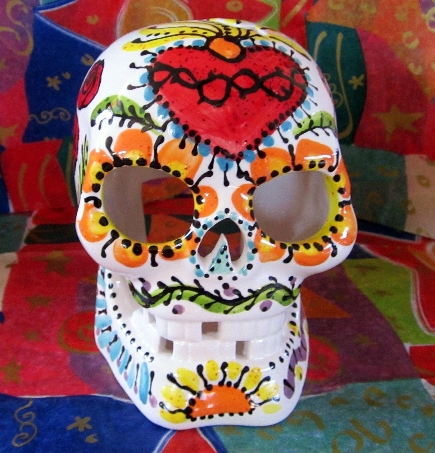 Sugar Skull Candle Luminaria for Day of the Dead and Year Round