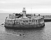 Ireland Photography Lighthouse Landscape 5 x 7 Dun Laoghaire Black And White Dun Leary Urban Office Wall Art Photo