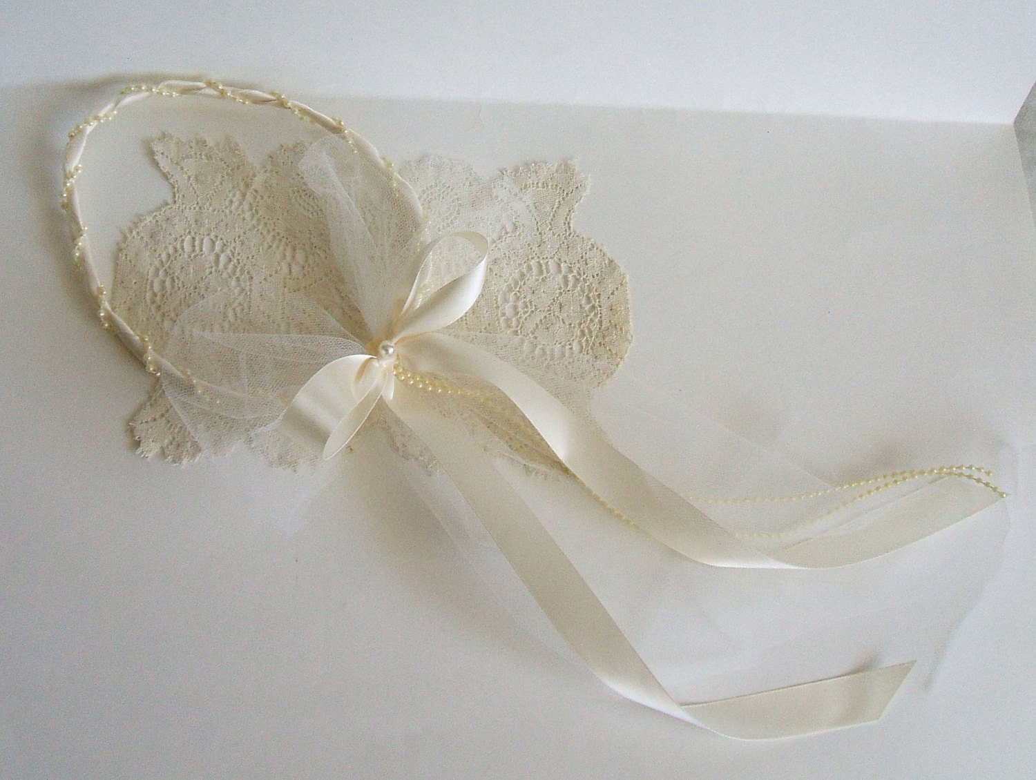 Ivory Flower Girl Headpiece Custom Size Halo Available in White or Ivory