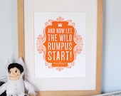 Where the Wild Things Are Print, let the wild rumpus start, modern nursery decor, kids wall art, storybook, CUSTOM 11x14