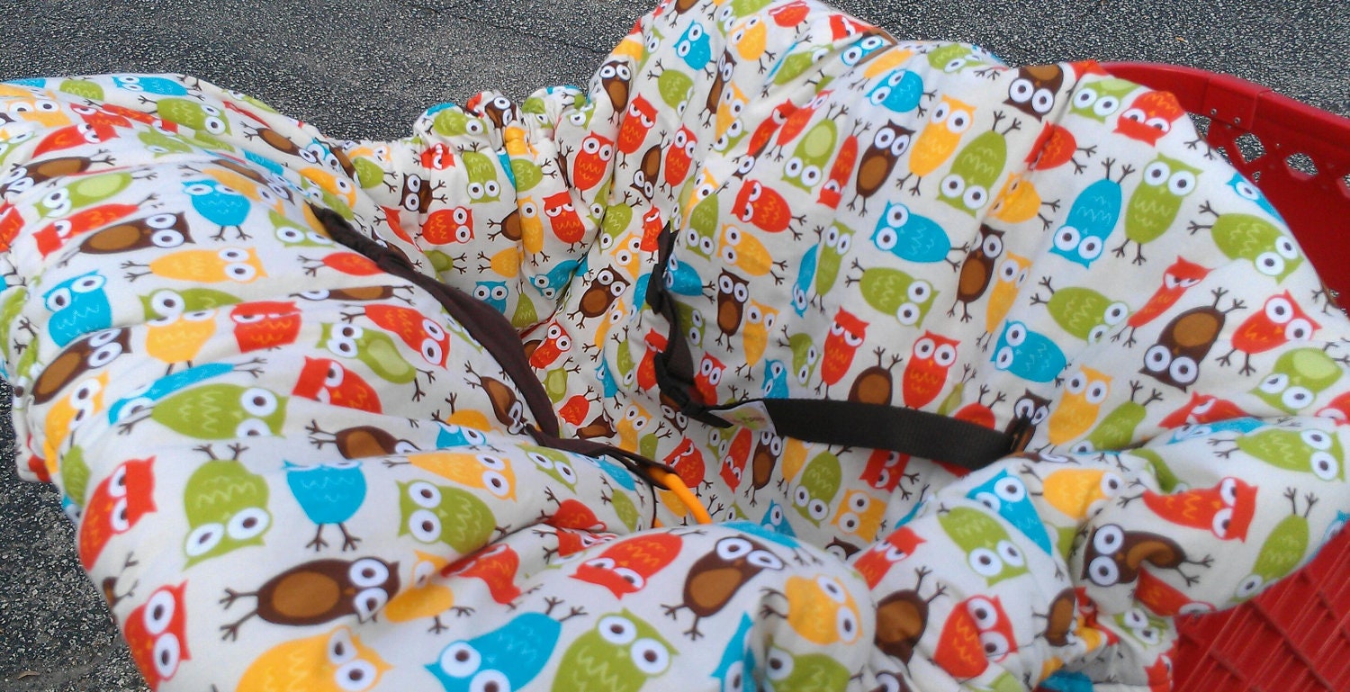 Shopping Cart Cover Urban Owls Brown Reversible Fits Restaurant High Chairs, Park Swings, and ALL Carts