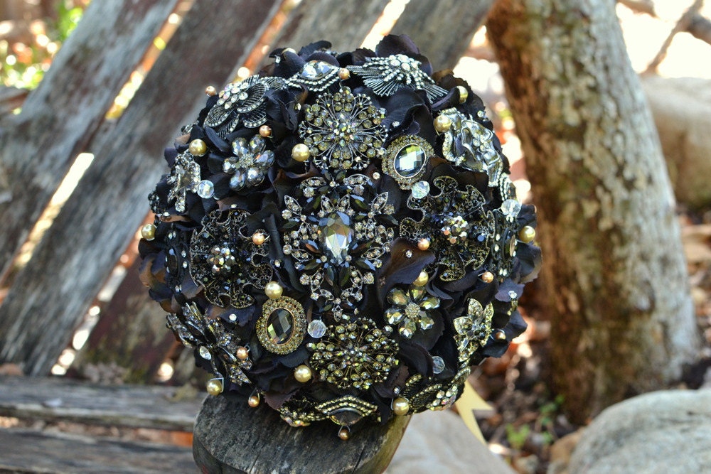 Black diamond brooch bouquet -- deposit on a made-to-order brooch bouquet
